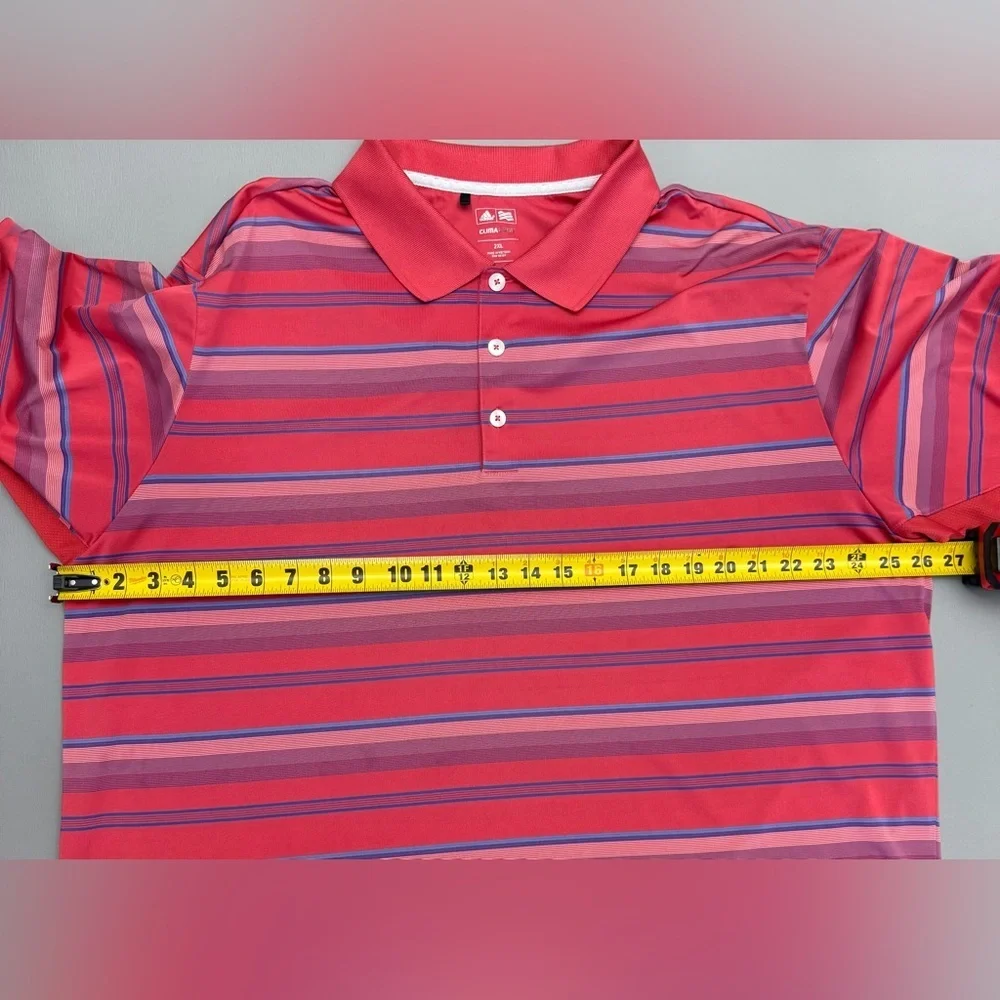 Adidas Golf ClimaCool Polo Shirt 2XL Red Striped Performance Mens